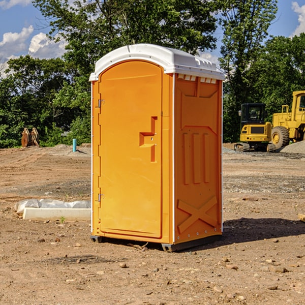 how often are the porta potties cleaned and serviced during a rental period in Rhinehart